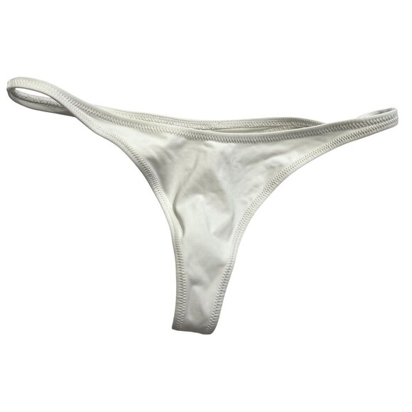SKIMS Recycled Swim Thong Bikini Bottoms in Snow - Picture 1 of 5